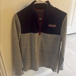 Vineyard Vines Gray and Navy Quarter-Zip Pullover